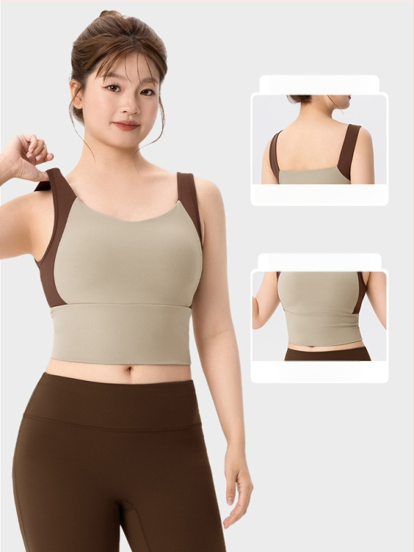 Bustier sport pentru femei, yoga și fitness, cupe fixe în formă de picătură de apă, material nylon-spandex strâns, lungime până la abdomen, cupe cu protecție la sân, suport solid — Keep ball, Toamnă-Iarnă 2025