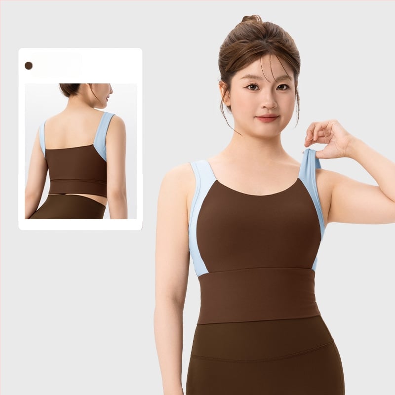 Bustier sport pentru femei, yoga și fitness, cupe fixe în formă de picătură de apă, material nylon-spandex strâns, lungime până la abdomen, cupe cu protecție la sân, suport solid — Keep ball, Toamnă-Iarnă 2025