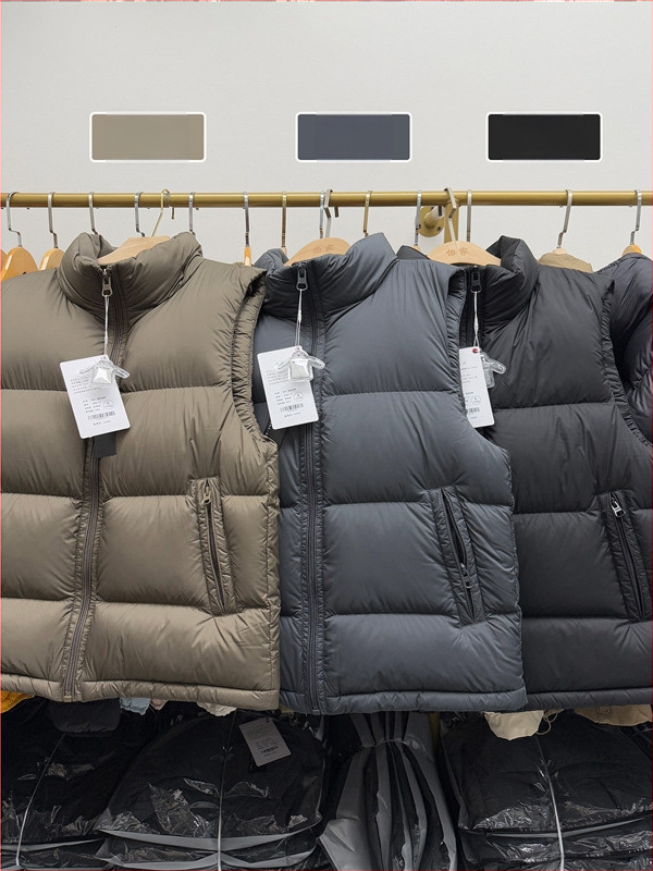 Vesta de puf pentru bărbați cu guler înalt, fermoar, croială lejeră, iarnă, umplutură din puf de rață 86-90%, țesătură din poliester