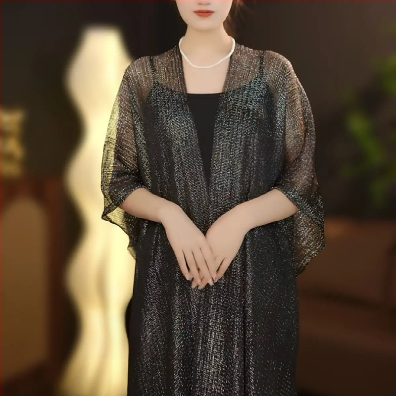 Pikk sall lillemustriga ja päikesekaitsega, Jaapani ja Koreaga stiilidest inspireeritud, sobib suveks, kevadeks ja sügiseks