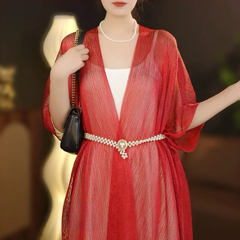 Pikk sall lillemustriga ja päikesekaitsega, Jaapani ja Koreaga stiilidest inspireeritud, sobib suveks, kevadeks ja sügiseks