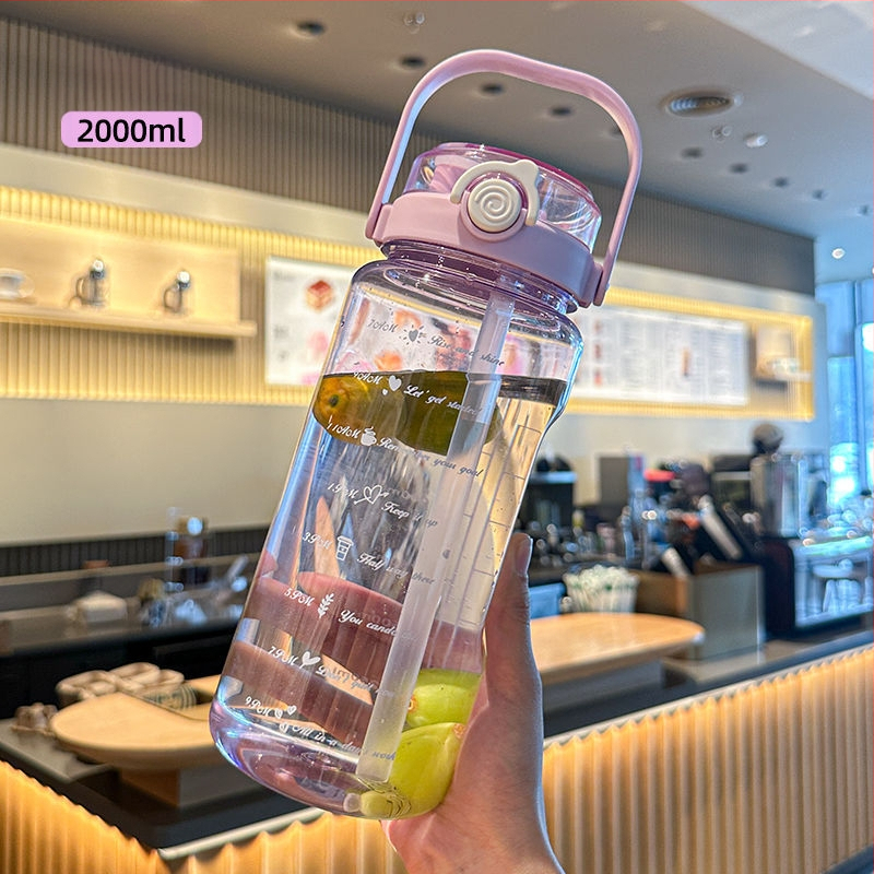 Unique koreai stílusú polikarbonát pohár szívószállal, nagy kapacitású, hordozható, ütésálló és hőálló