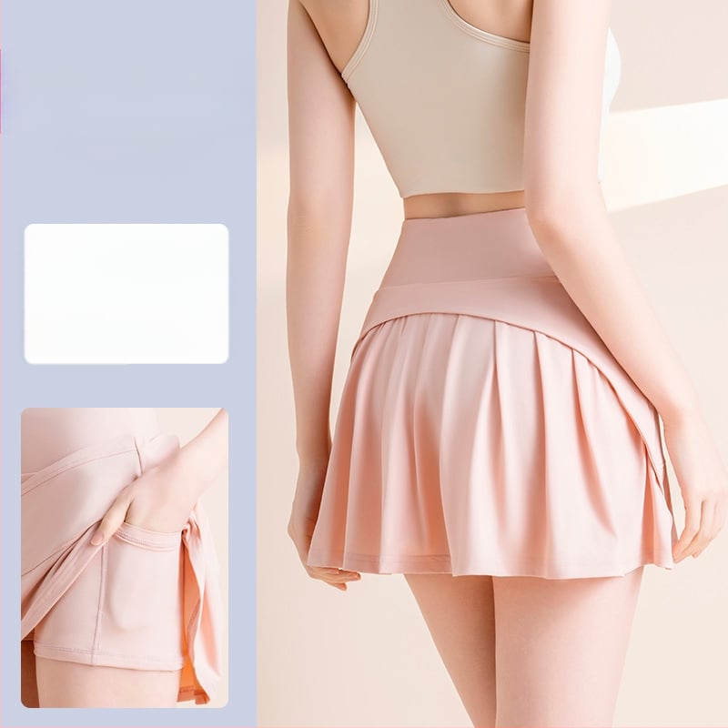 Longhui Clothing Fustă plisată de vară pentru yoga, croială în A, talie înaltă, culotte din nailon-ice silk, Primăvara 2025