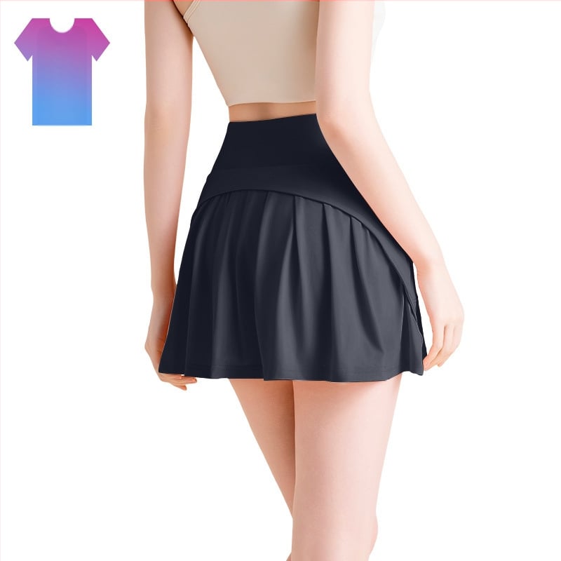 Longhui Clothing Fustă plisată de vară pentru yoga, croială în A, talie înaltă, culotte din nailon-ice silk, Primăvara 2025