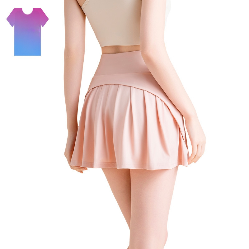 Longhui Clothing Fustă plisată de vară pentru yoga, croială în A, talie înaltă, culotte din nailon-ice silk, Primăvara 2025