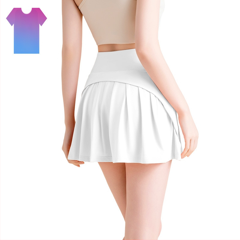 Longhui Clothing Fustă plisată de vară pentru yoga, croială în A, talie înaltă, culotte din nailon-ice silk, Primăvara 2025