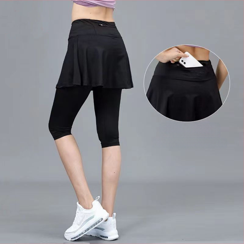 Fustă-pantalon sport pentru femei, uscare rapidă, echipament badminton, design dublu imitativ, pentru alergare și yoga, lungime scurtă sau lungime integrală