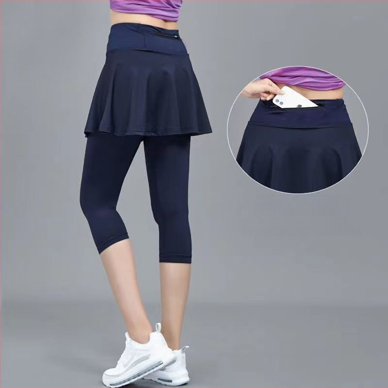 Fustă-pantalon sport pentru femei, uscare rapidă, echipament badminton, design dublu imitativ, pentru alergare și yoga, lungime scurtă sau lungime integrală