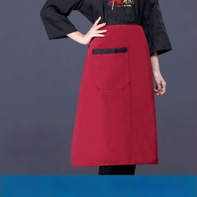 Унисекс готварска престилка с връзка за врата, полудълга, дишащ полиестер