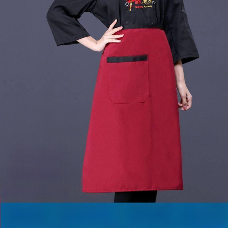 Унисекс готварска престилка с връзка за врата, полудълга, дишащ полиестер