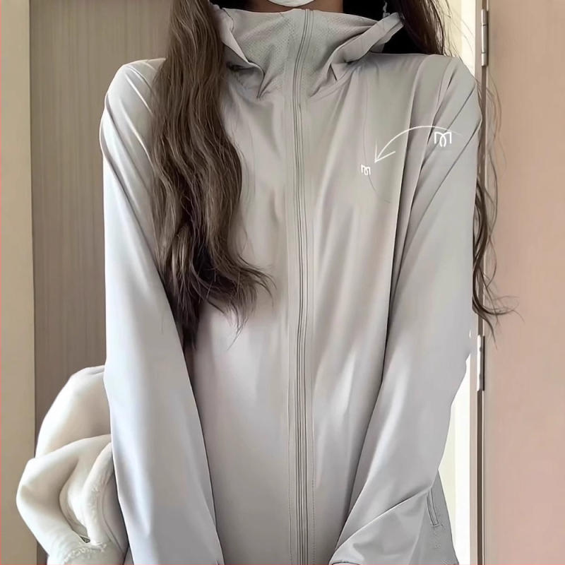 Moxunyuansha UPF50+ Ženska jakna za zaštitu od sunca, tanki Ice Silk materijal, ljeto