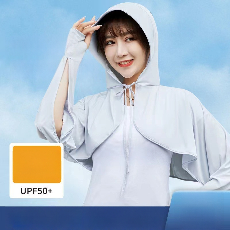 Tricou de protecție UV pentru femei - pentru ciclism, mâneci lungi, poliester Ice Silk, croială lejeră (Poliester 61-70%)