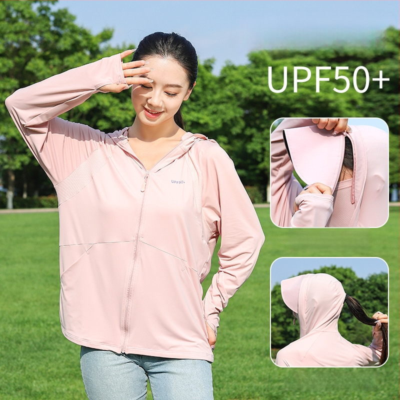 Bluza de protecție solară pentru femei, cu margine mare detașabilă, din nailon Ice Silk, respirabilă și ultra-ușoară, protecție UV