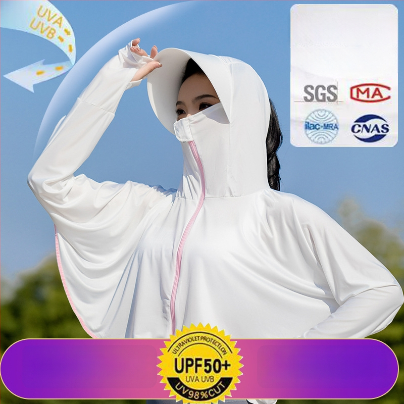 Îmbrăcăminte UV pentru femei, capă cu glugă, croială lejeră, poliester 96%+, Primăvara 2024