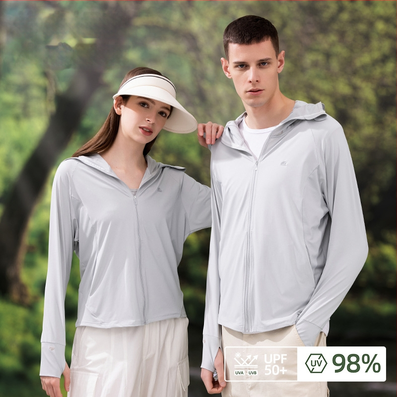 Jachetă cu glugă din mătase de gheață pentru protecția solară — ultra-ușoară, uscare rapidă, respirabilă, UPF50+