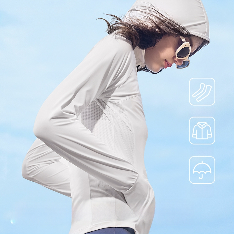 Kocotree Bluza cu protecție UV, cu glugă, ultra-ușoară, țesătură de nylon (88% poliamidă, 12% elastan), vară 2024