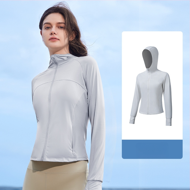 Kocotree Bluza cu protecție UV, cu glugă, ultra-ușoară, țesătură de nylon (88% poliamidă, 12% elastan), vară 2024