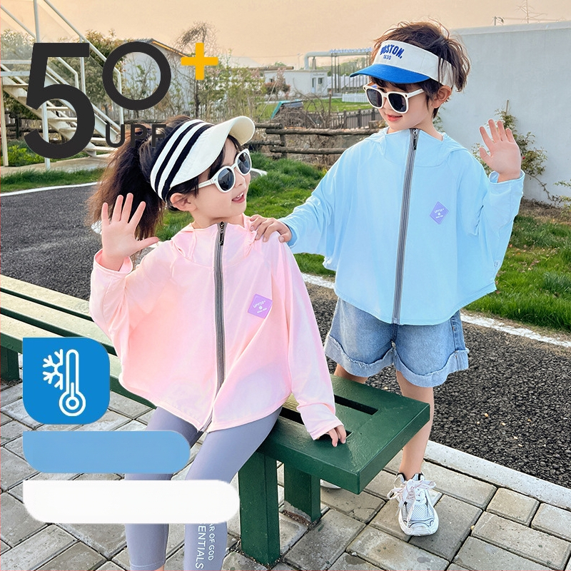 Tricou pentru copii cu protecție UV UPF50+ Ice Silk, respirabil pentru vară, mâneci batwing, 7–12 ani, 95% poliester