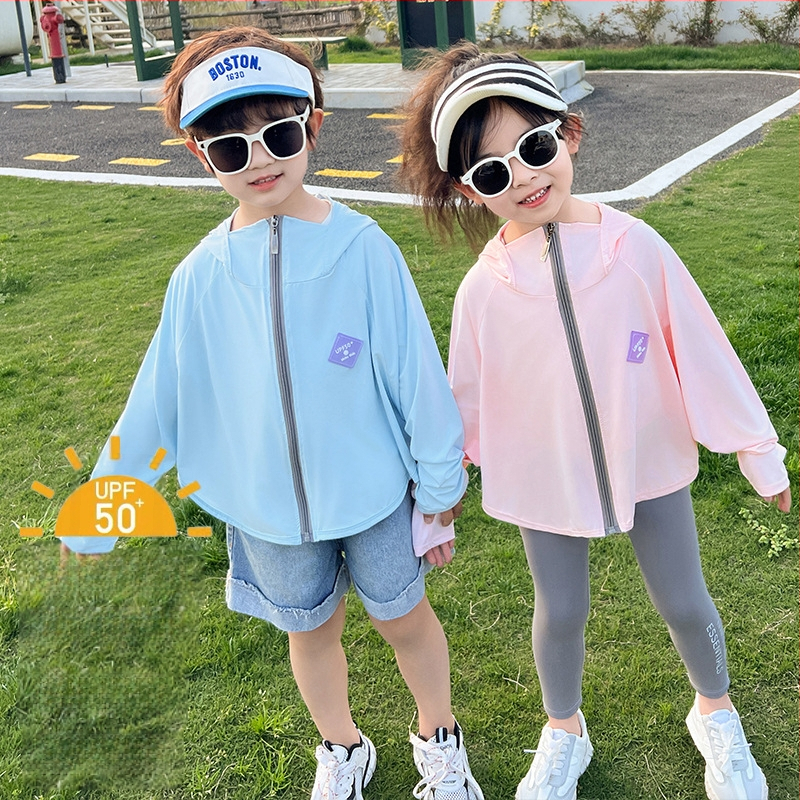 Tricou pentru copii cu protecție UV UPF50+ Ice Silk, respirabil pentru vară, mâneci batwing, 7–12 ani, 95% poliester