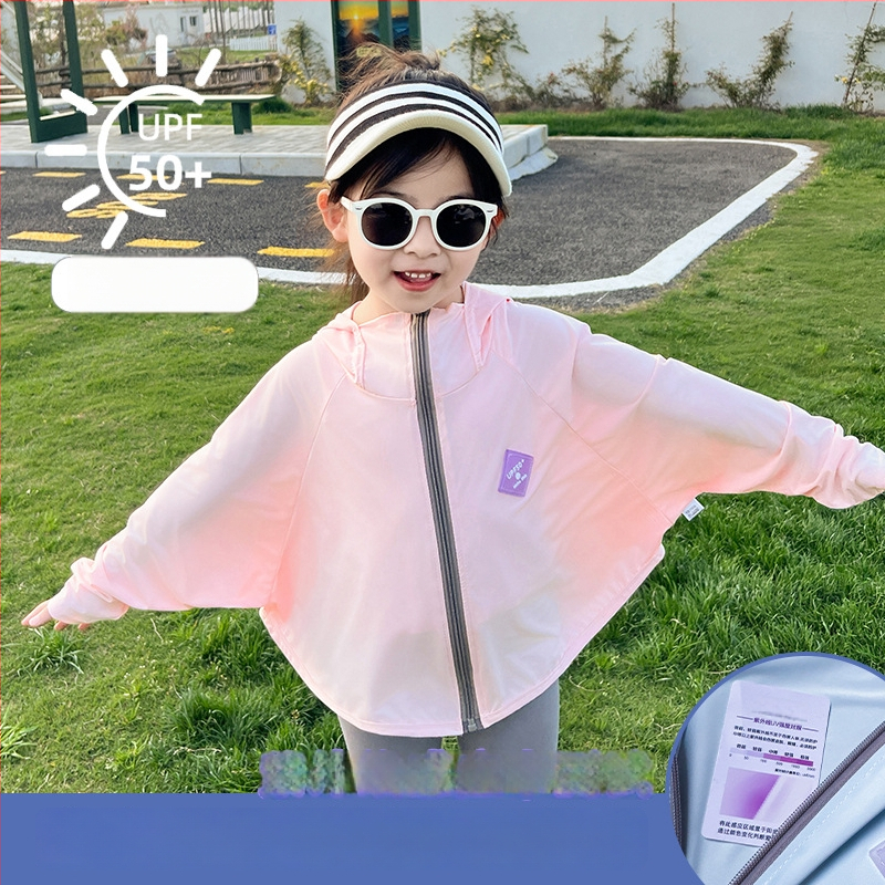 Tricou pentru copii cu protecție UV UPF50+ Ice Silk, respirabil pentru vară, mâneci batwing, 7–12 ani, 95% poliester