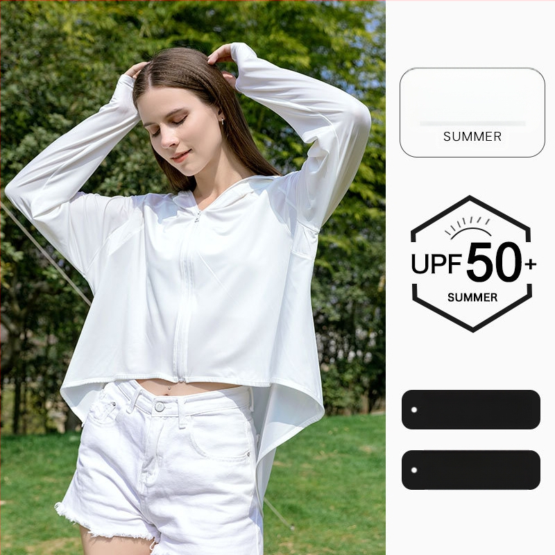 Jachetă-șal UV pentru femei, cu glugă, material Ice Silk, nailon cu până la 10% elastan, respirabilă