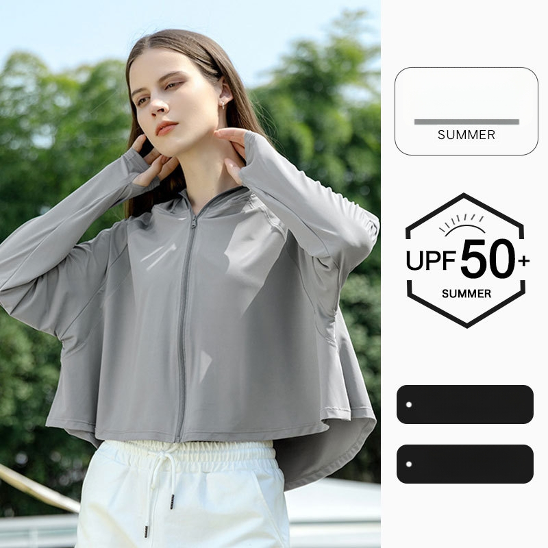 Jachetă-șal UV pentru femei, cu glugă, material Ice Silk, nailon cu până la 10% elastan, respirabilă