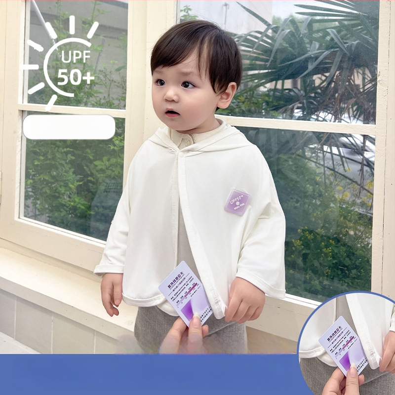 Pelerină pentru copii cu protecție UV, glugă fixă, poliester Ice-Silk, 200 g, pentru vârste 1–3 ani