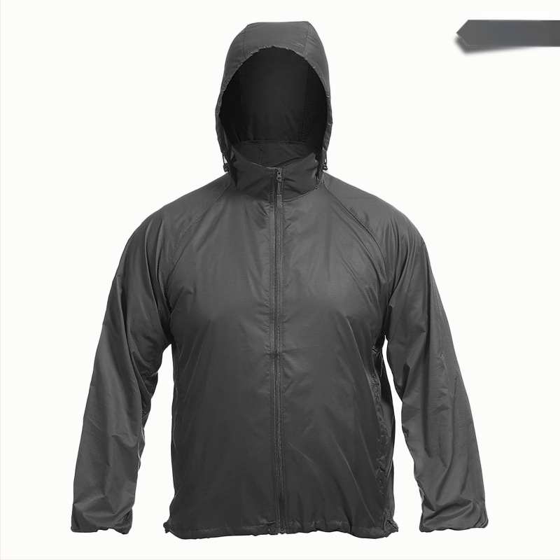 Geacă ușoară camuflaj cu glugă — poliester, protecție UV, pentru drumeții, camping și pescuit