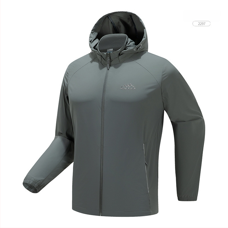 Jachetă exterioară din nylon Windbreaker, protecție UV50+, respirabilă, cu glugă, unisex