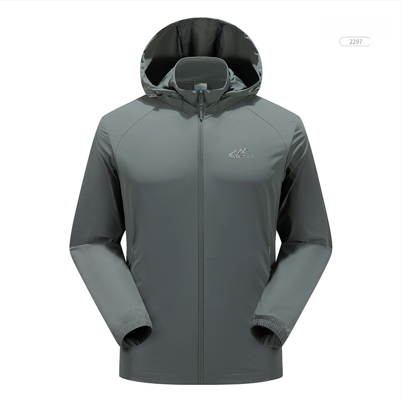 Jachetă exterioară din nylon Windbreaker, protecție UV50+, respirabilă, cu glugă, unisex