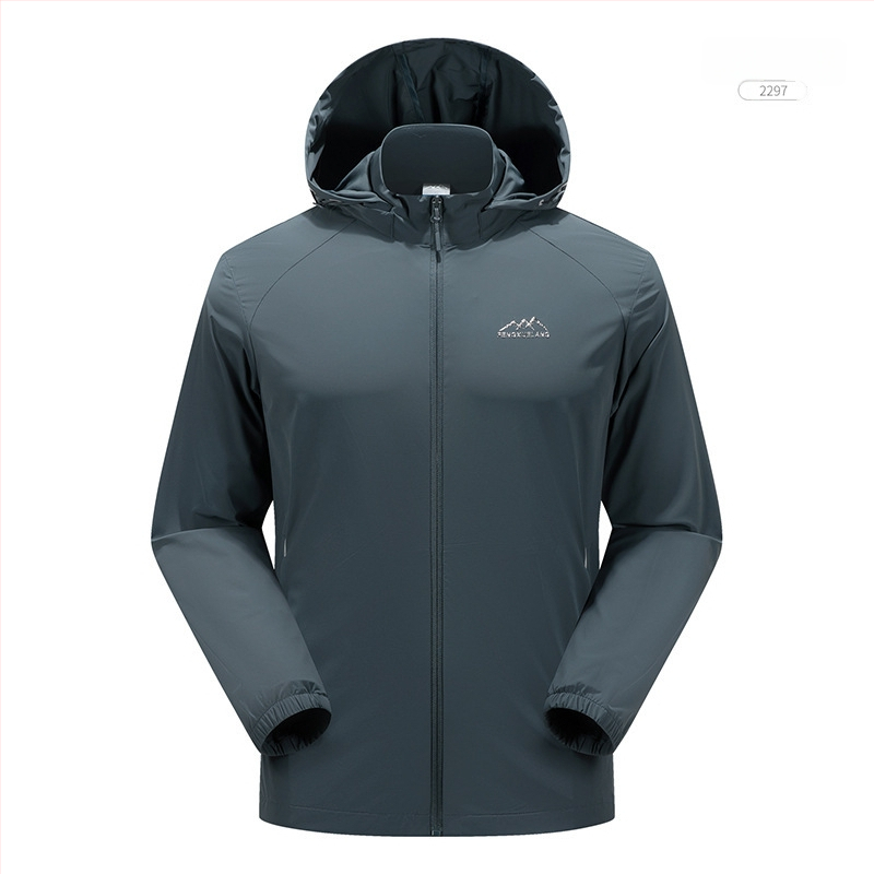 Jachetă exterioară din nylon Windbreaker, protecție UV50+, respirabilă, cu glugă, unisex