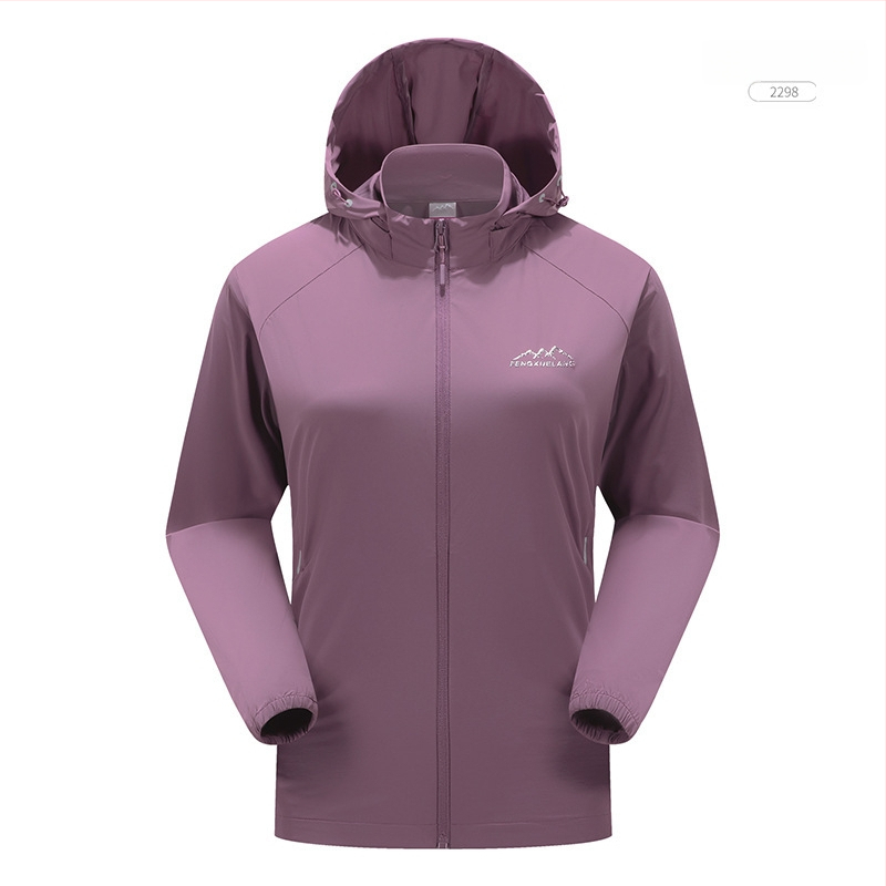 Jachetă exterioară din nylon Windbreaker, protecție UV50+, respirabilă, cu glugă, unisex