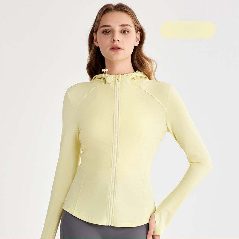 Jachetă pentru femei cu protecție solară UPF50+ cu glugă (croială Slim, material răcoros, găuri pentru degetul mare)