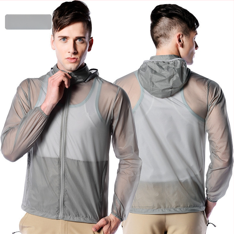 Geacă de exterior pentru vânt, ultra-subțire și ultra-ușoară, respirabilă, cu glugă, material nylon UPF15