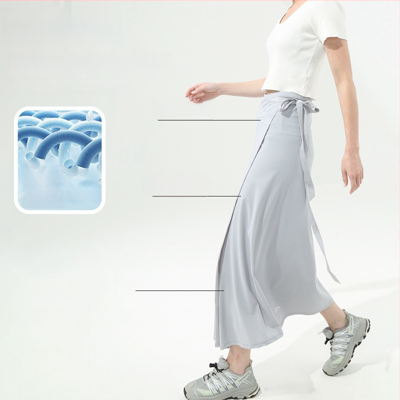 Fustă lungă de plajă din nylon cu bretele – protecție UV, uscare rapidă, respirabilă, rezistentă la praf