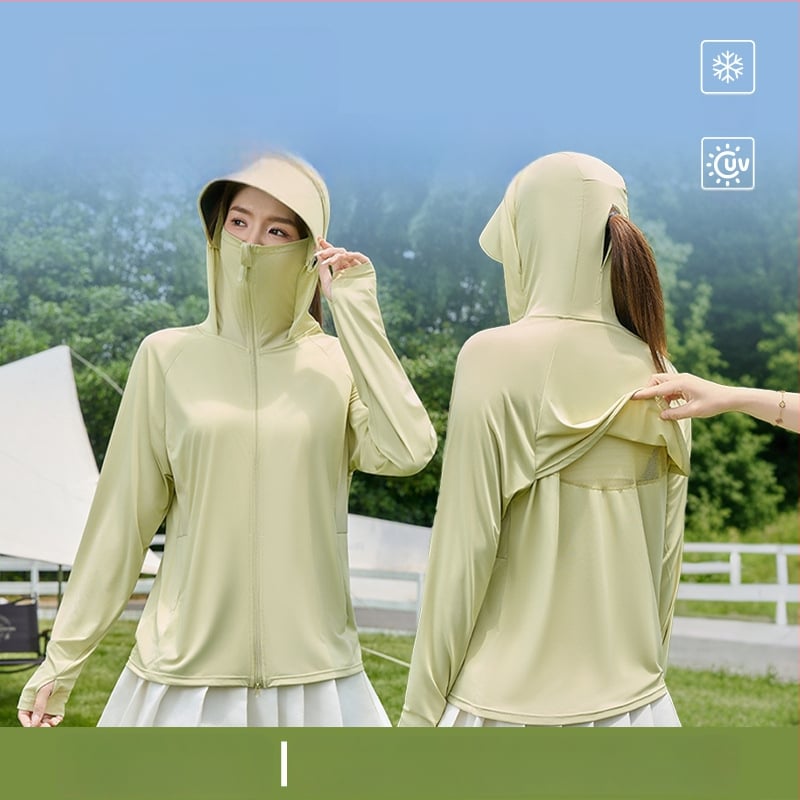 Geacă UV pentru femei cu glugă, ușoară și respirabilă, materiale poliester (conținut 81–95%), vara 2025