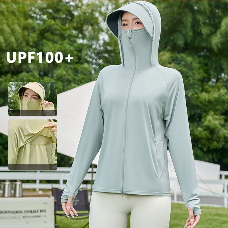 Geacă UV pentru femei cu glugă, ușoară și respirabilă, materiale poliester (conținut 81–95%), vara 2025