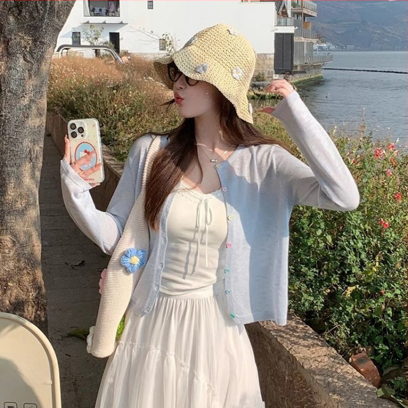 Női napvédő hosszú ujjú kardigán, bő szabás, UPF40+, vékony nyári külső réteg, motoros stílus