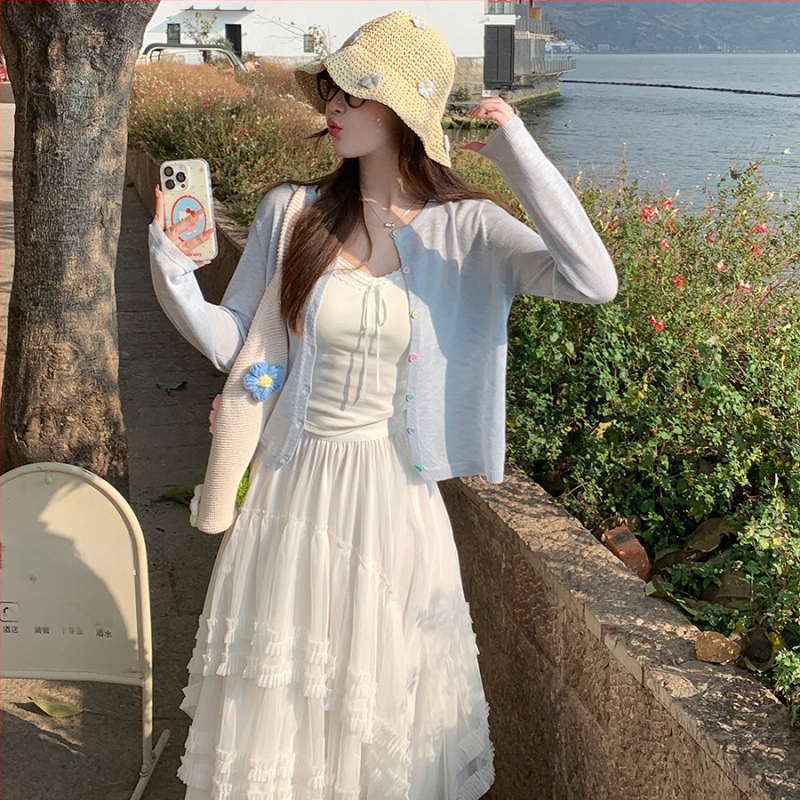 Női napvédő hosszú ujjú kardigán, bő szabás, UPF40+, vékony nyári külső réteg, motoros stílus