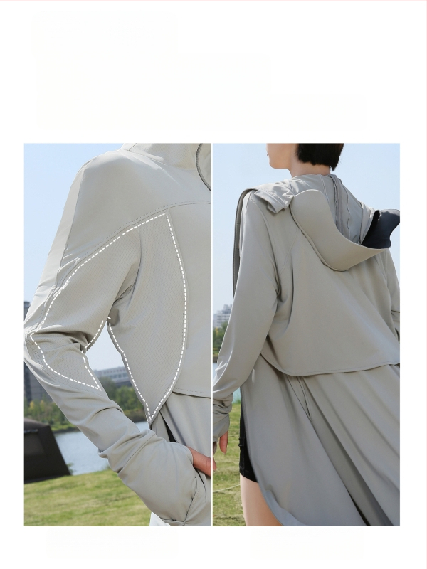 Szabadon szabott hosszú napvédő ruha nőknek, extrahosszú fazon, UPF50+, poliészter, hosszú ujjak