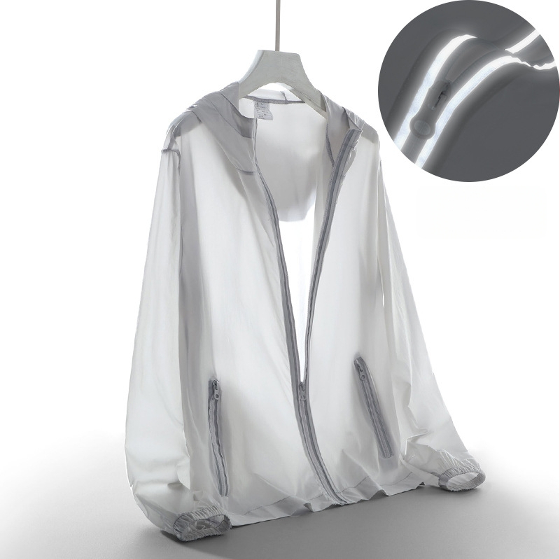 Vyrų lengva apsauga nuo saulės striukė su gobtuvu, laisvas siluetas, plus dydis, poliesteris