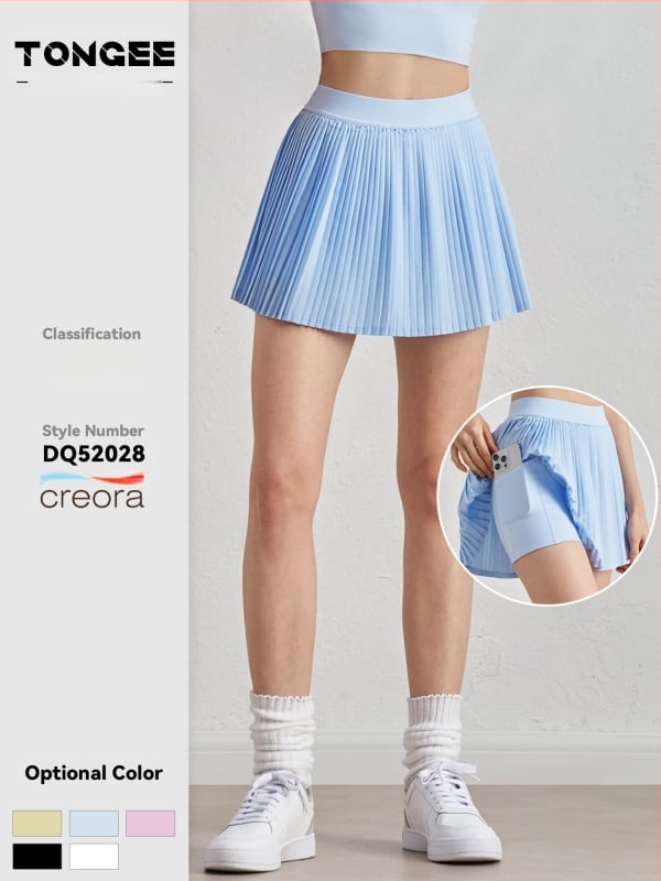 Плисирана пола с акордеонен дизайн, спортна бързосъхнеща и UV защита, Sz тъкан; 91% полиестер + 9% еластан (110 g) или 82% полиестер + 18% еластан (210 g)