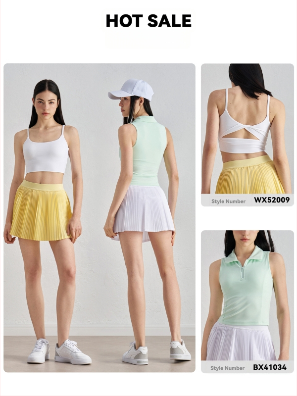 Плисирана пола с акордеонен дизайн, спортна бързосъхнеща и UV защита, Sz тъкан; 91% полиестер + 9% еластан (110 g) или 82% полиестер + 18% еластан (210 g)