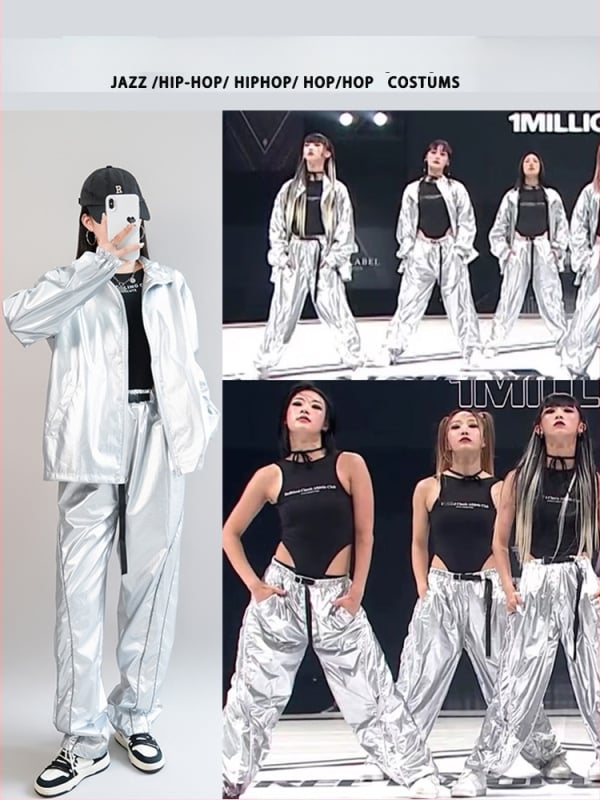Costum de dans jazz cu mâneci lungi - Stil hip-hop, Toamnă 2024, țesătură TR, Poliester >95%, Stil japonez și coreean lejer