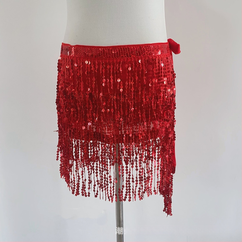 Colier talie Belly Dance pentru Halloween cu hip scarf paietat, trei straturi de ciucuri – material chiffon, poliester 90–95%