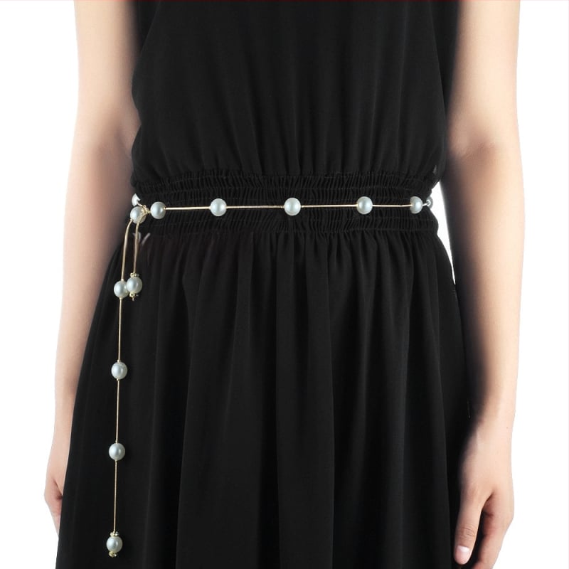 Διπλής χρήσης μαργαριταρένιο ζώνης μέσης, μεταλλική κατασκευή, αγκράφα από κράμα, κούμπωμα με γάντζο, λεπτή διάσταση (<2 cm), Jia Xin, άνοιξη 2025