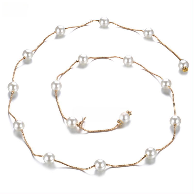 Διπλής χρήσης μαργαριταρένιο ζώνης μέσης, μεταλλική κατασκευή, αγκράφα από κράμα, κούμπωμα με γάντζο, λεπτή διάσταση (<2 cm), Jia Xin, άνοιξη 2025