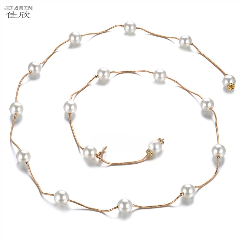 Διπλής χρήσης μαργαριταρένιο ζώνης μέσης, μεταλλική κατασκευή, αγκράφα από κράμα, κούμπωμα με γάντζο, λεπτή διάσταση (<2 cm), Jia Xin, άνοιξη 2025