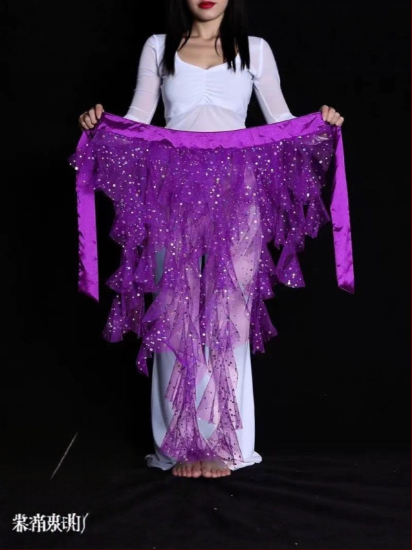 Centură pentru dans Belly cu țesătură plasată, motif vulpe cu nouă cozi, lanț de talie brodat, stil egiptean pentru dans jazz