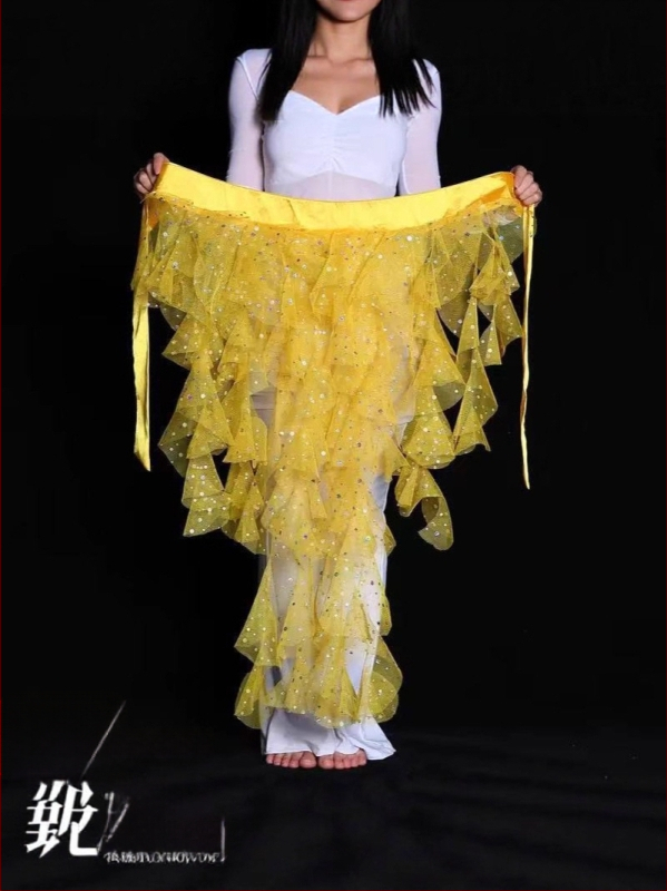 Centură pentru dans Belly cu țesătură plasată, motif vulpe cu nouă cozi, lanț de talie brodat, stil egiptean pentru dans jazz